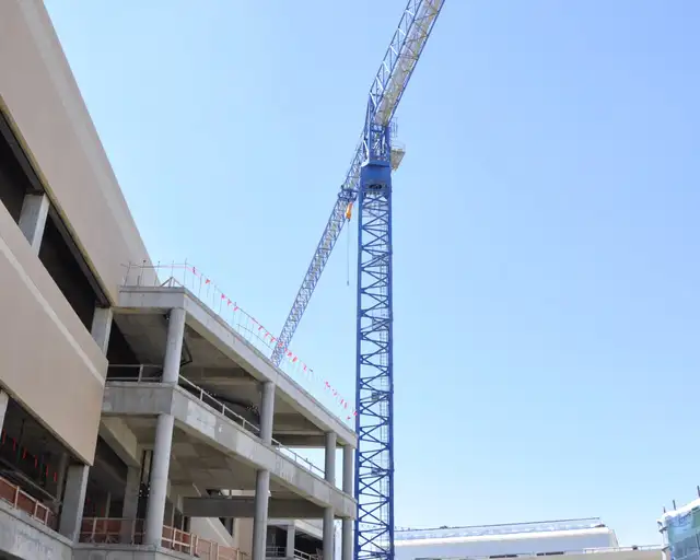 Tower crane over a hospital building going up in Texas